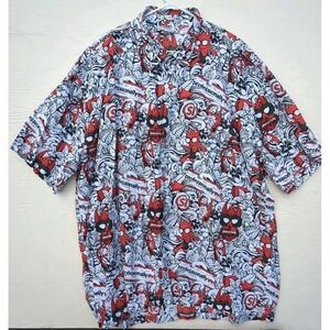 Rum Reggae Hawaiian Shirt Mens 2XL Red White professionally Evil Tiki Button Up